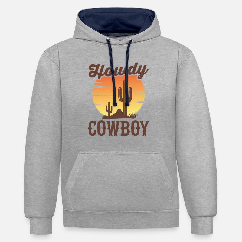 Salut Cowboy - Sweat à capuche contrasté - gris chiné/bleu marine