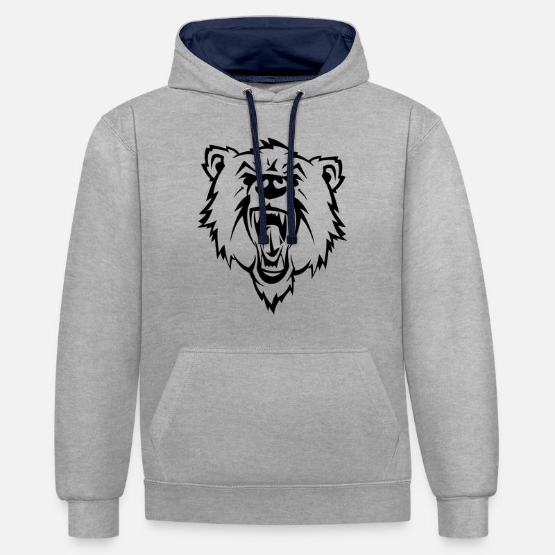 bear - Sweat à capuche contrasté - gris chiné/bleu marine