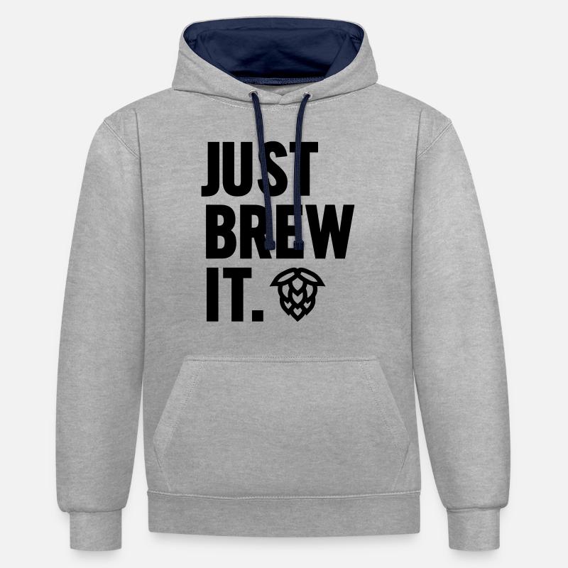Juste le brasser - Sweat à capuche contrasté - gris chiné/bleu marine
