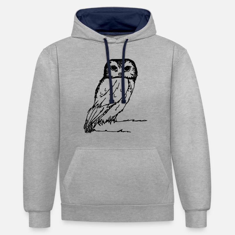 Buhu - Sweat à capuche contrasté - gris chiné/bleu marine