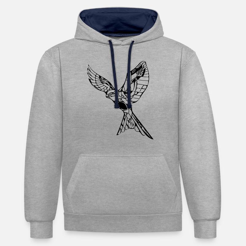 Faucon volant élégant - Sweat à capuche contrasté - gris chiné/bleu marine