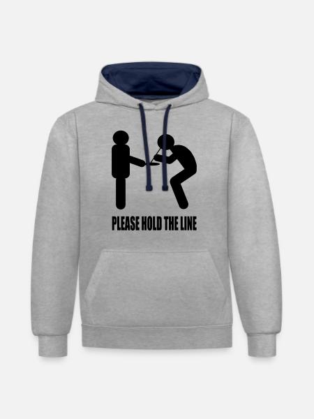 Please hold the line - Contrast hoodie - heather grey/navy