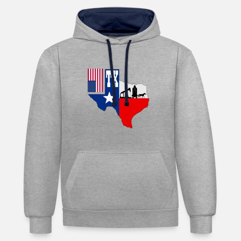 Texas - Sweat à capuche contrasté - gris chiné/bleu marine