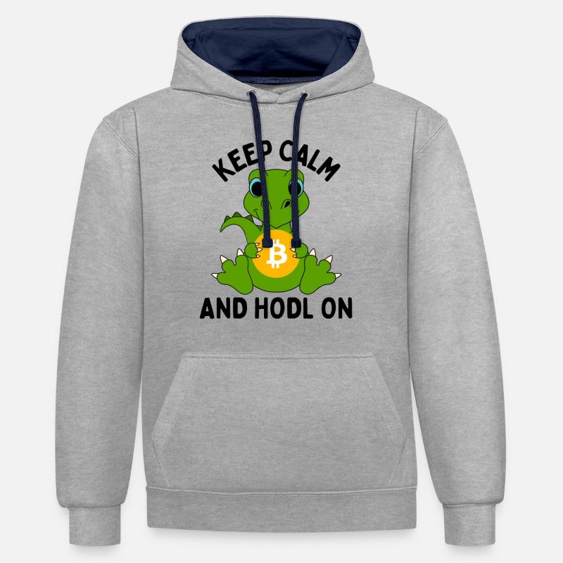 Bitcoin Crypto Kryptowährungen Geschenkidee - Kontrast-Hoodie - Grau meliert/Navy