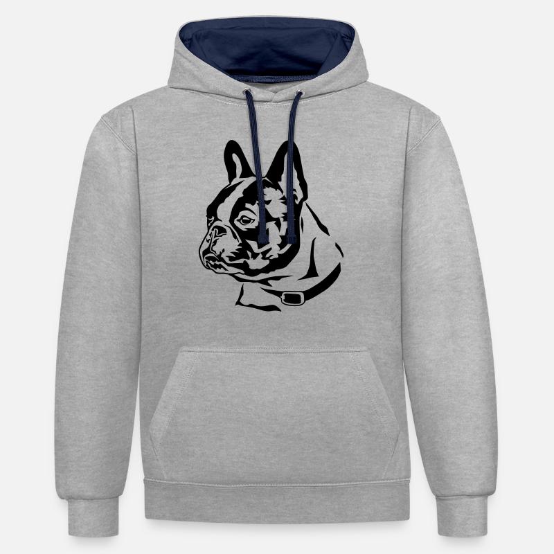 french_bully_head_01 - Kontrast-Hoodie - Grau meliert/Navy