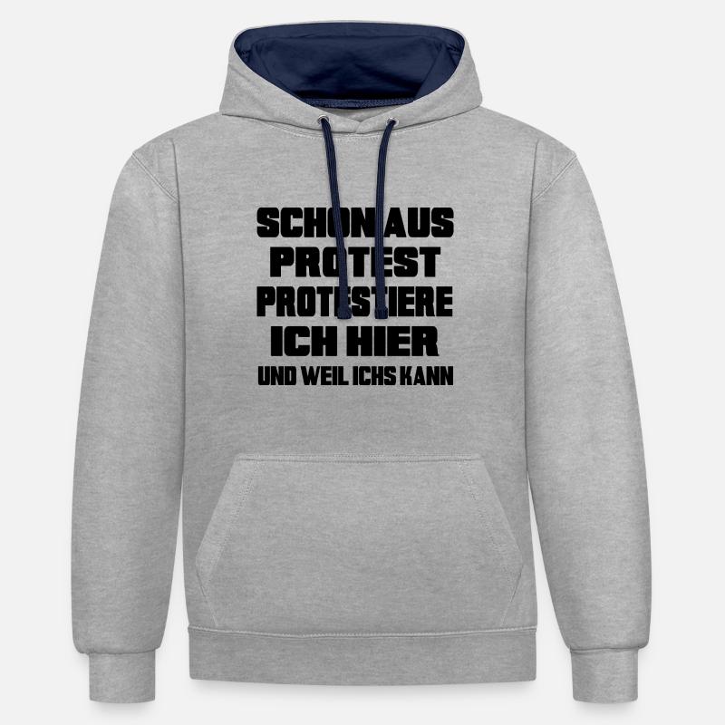 Mensch protestiert Protest-Statement "dagegen" - Kontrast-Hoodie - Grau meliert/Navy