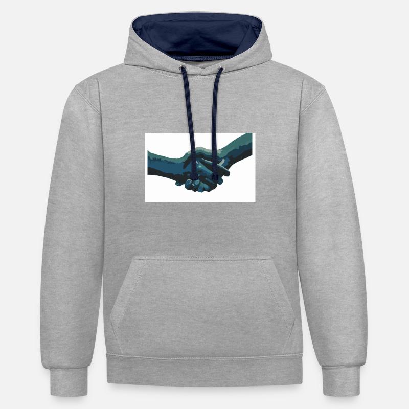 main dans la main - Sweat à capuche contrasté - gris chiné/bleu marine