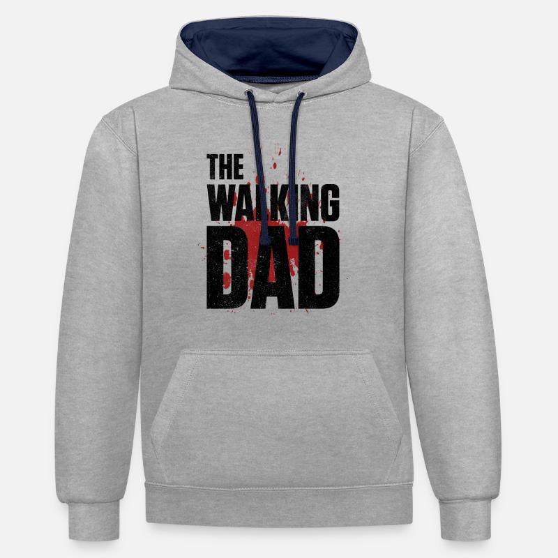 Le papa de marche - Sweat à capuche contrasté - gris chiné/bleu marine