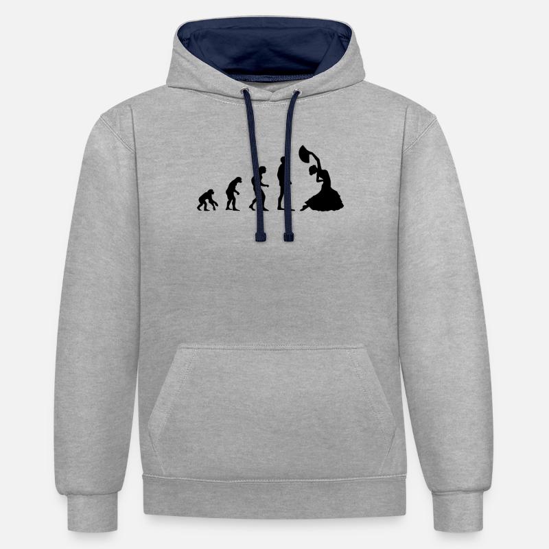 Flamenco Evolution / Danse flamenco / Robe - Sweat à capuche contrasté - gris chiné/bleu marine
