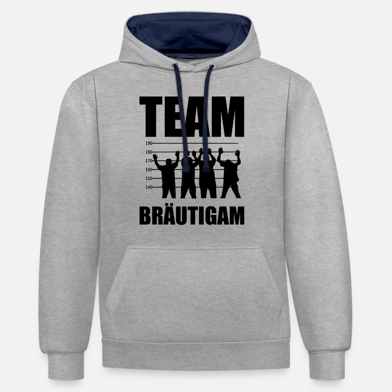 Junggesellenabschied Junggesellinnenabschied - Kontrast-Hoodie - Grau meliert/Navy