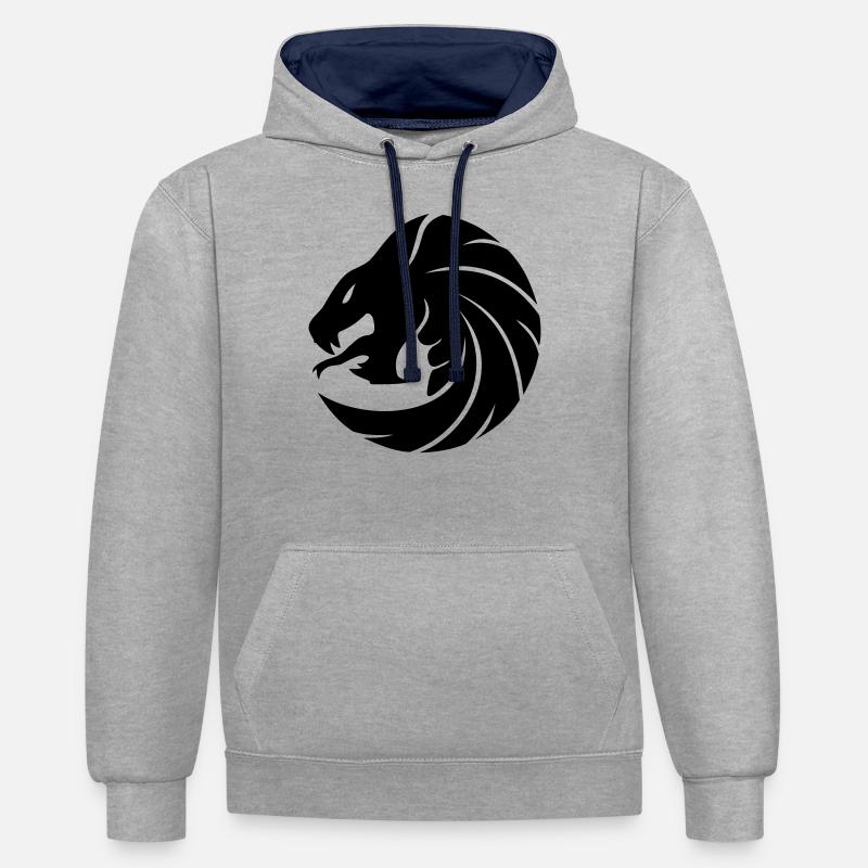 Serpent de dragon - Sweat à capuche contrasté - gris chiné/bleu marine