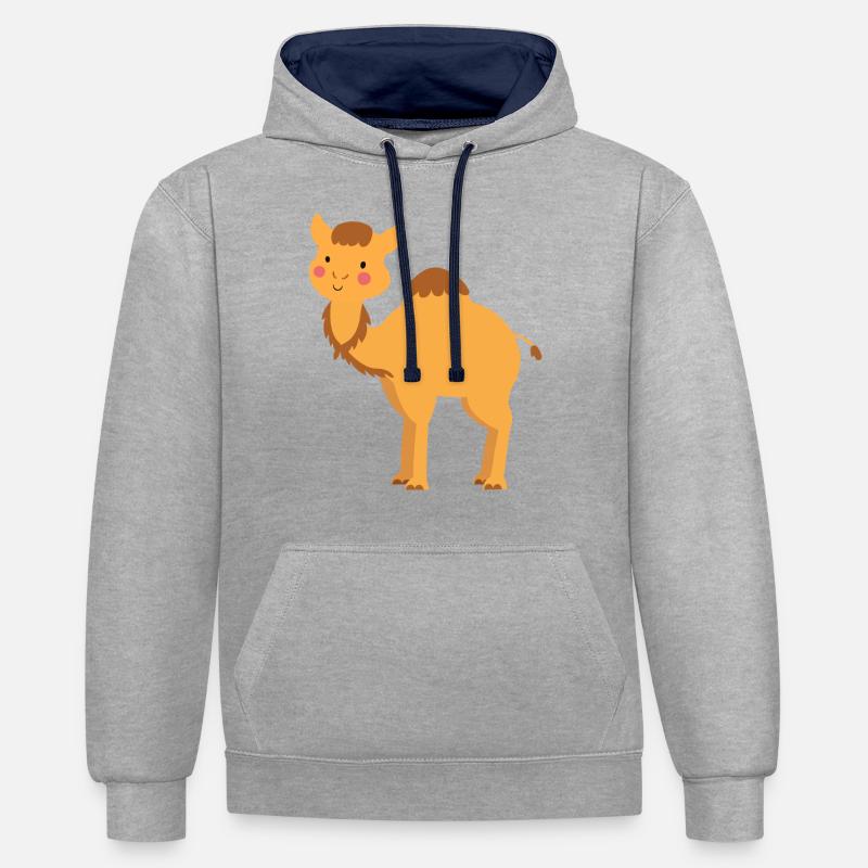 Süßes Kamel - Kontrast-Hoodie - Grau meliert/Navy