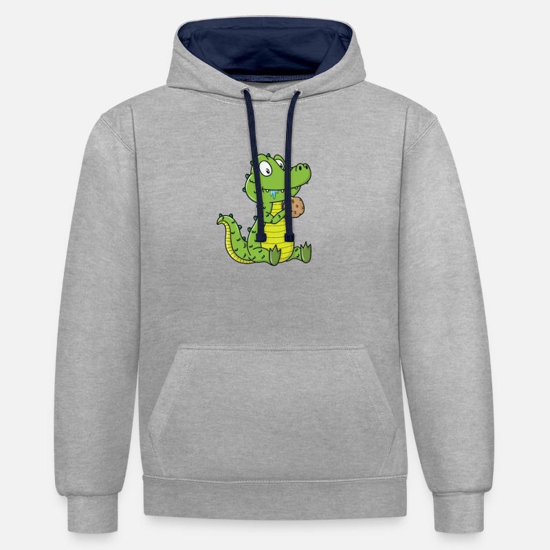 Crocodile aux biscuits - Sweat à capuche contrasté - gris chiné/bleu marine