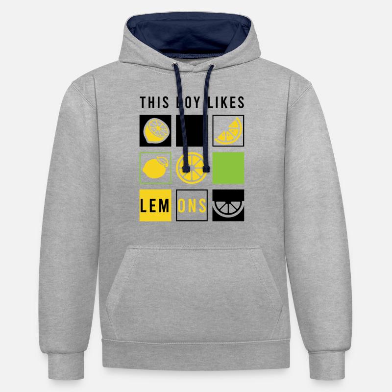 Boy Likes Summer Lemons Agrumes - Sweat à capuche contrasté - gris chiné/bleu marine