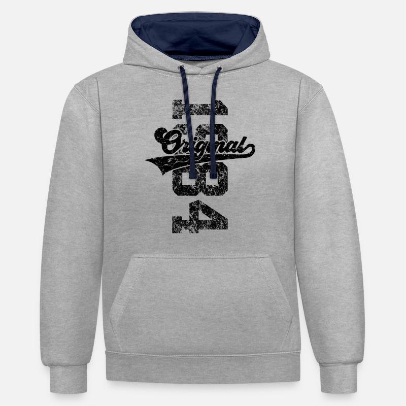 42E ANNIVERSAIRE ORIGINAL 1984 - Sweat à capuche contrasté - gris chiné/bleu marine