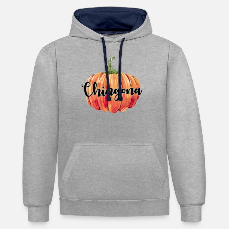 Citrouille chingona - Sweat à capuche contrasté - gris chiné/bleu marine