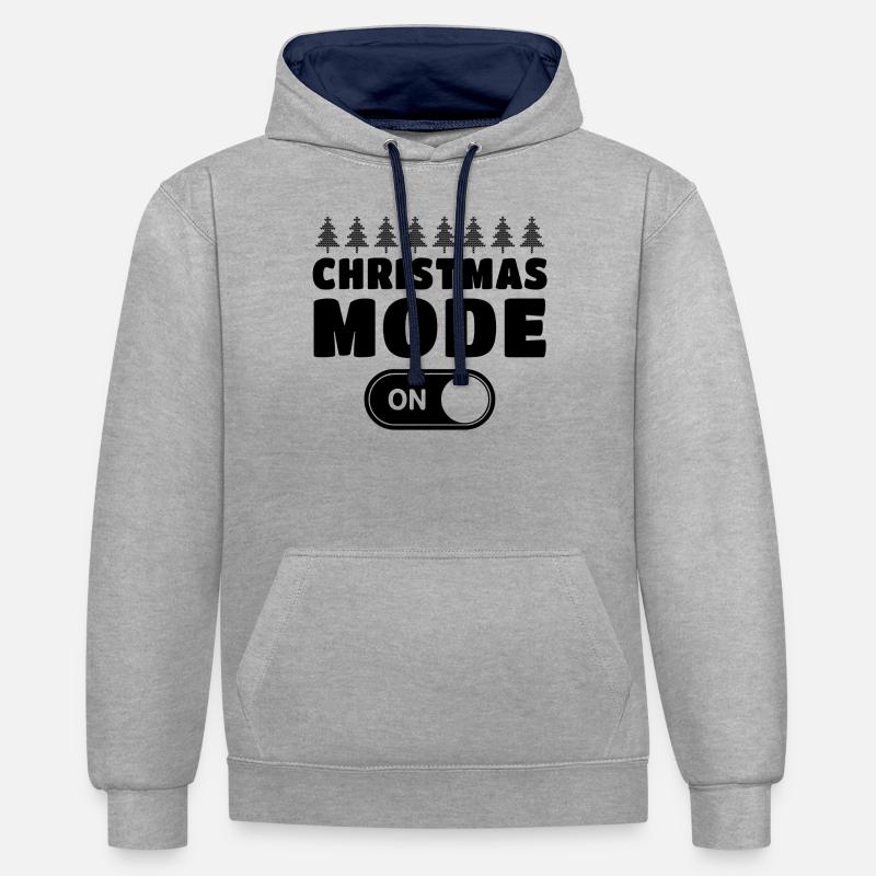 Mode Noël activé - Sweat à capuche contrasté - gris chiné/bleu marine
