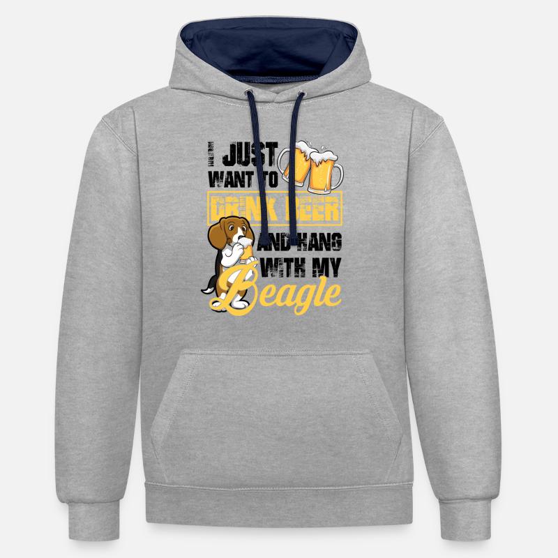 Boire de la bière - Sweat à capuche contrasté - gris chiné/bleu marine