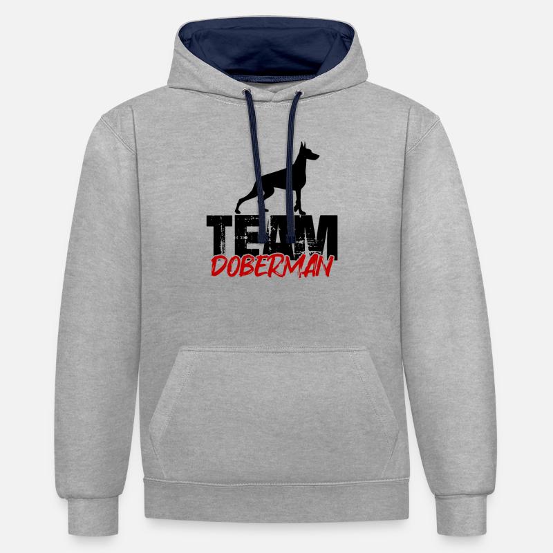 Équipe Dobermann - Sweat à capuche contrasté - gris chiné/bleu marine