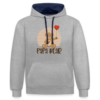 Papa Bear - Kontrast-Hoodie - Grau meliert/Navy - Vorne - Liana (172cm) & Jaron (178cm)
