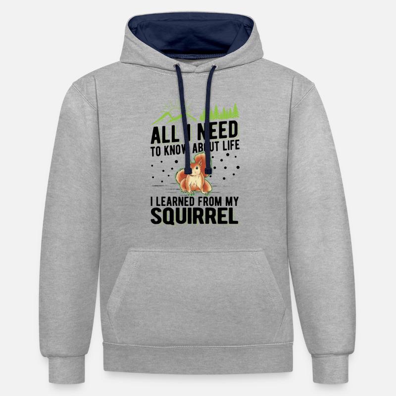 Eichhörnchen Geschenk Grauhörnchen Squirrel - Kontrast-Hoodie - Grau meliert/Navy