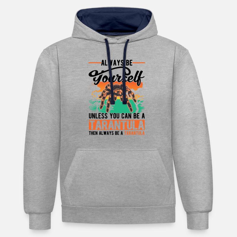 Tarentule Cadeau Tarentule - Sweat à capuche contrasté - gris chiné/bleu marine