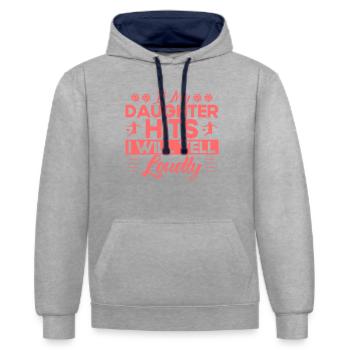 Fußball Mutter Sportfan Geschenk - Kontrast-Hoodie - Grau meliert/Navy - Vorne - Liana (172cm) & Jaron (178cm)