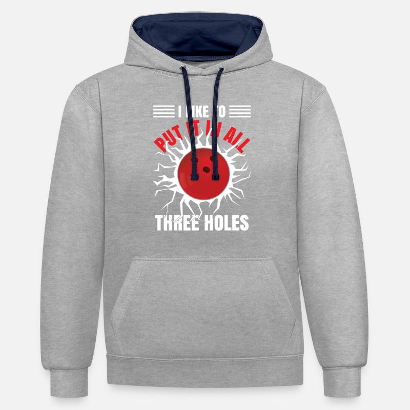 Drôles d’hommes de quilles - Sweat à capuche contrasté - gris chiné/bleu marine