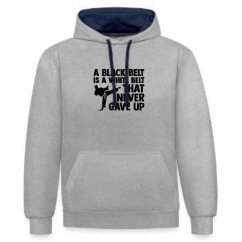 Taekwondo Taekwondoin Tae-Kwon-Do Tae Kwon Do - Kontrast-Hoodie - Grau meliert/Navy - Vorne - Liana (172cm) & Jaron (178cm)