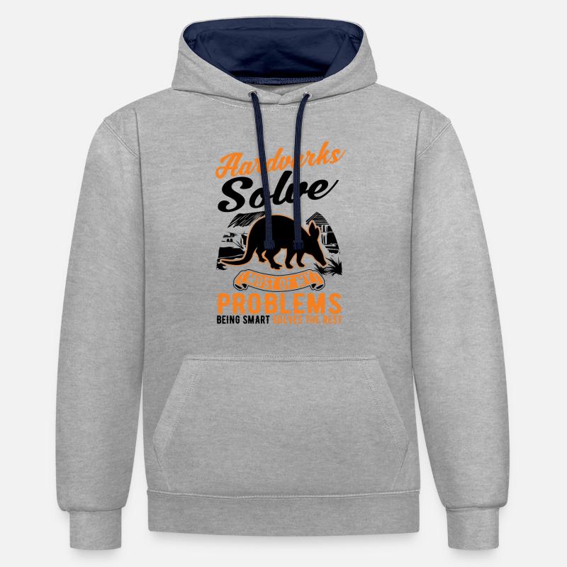 Aardvark Cadeau Aardvark - Sweat à capuche contrasté - gris chiné/bleu marine