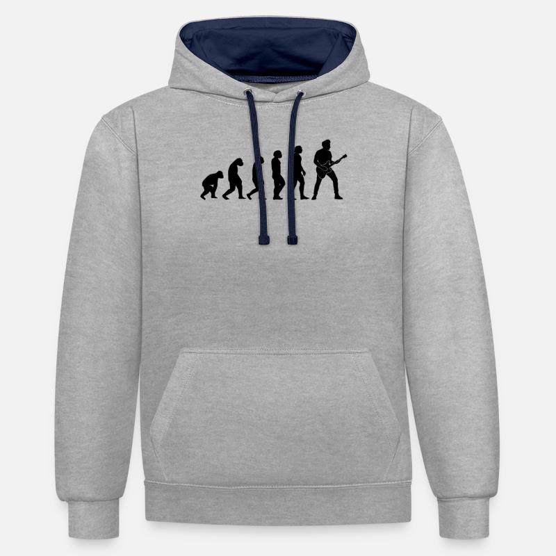 Guitariste Evolution - Guitariste Guitariste - Sweat à capuche contrasté - gris chiné/bleu marine
