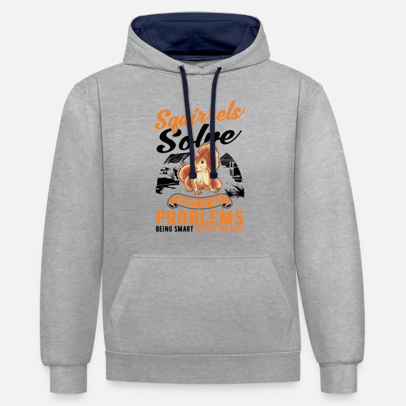Eichhörnchen Geschenk Grauhörnchen Squirrel - Kontrast-Hoodie - Grau meliert/Navy