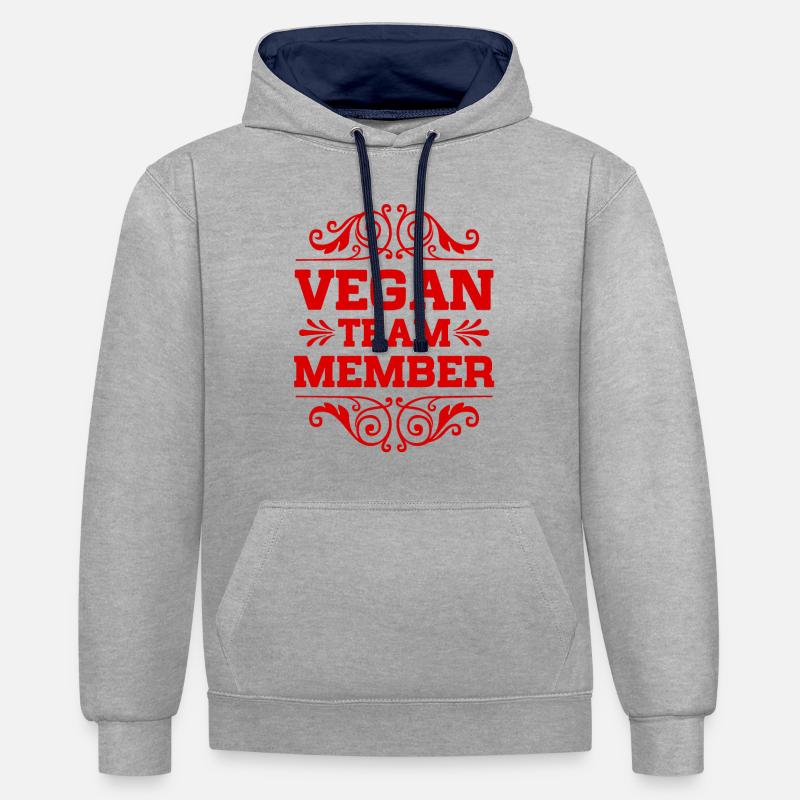 Membre de l’équipe végétalienne - Sweat à capuche contrasté - gris chiné/bleu marine