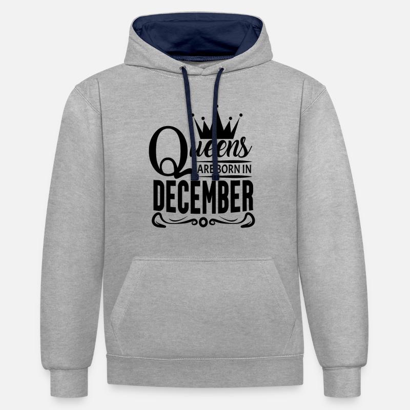 Mois de naissance Décembre - Sweat à capuche contrasté - gris chiné/bleu marine