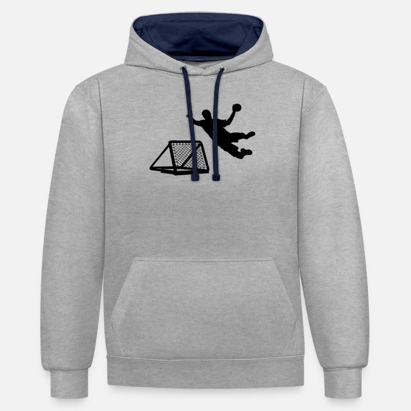 Joueur de Tchoukball - Sweat à capuche contrasté - gris chiné/bleu marine
