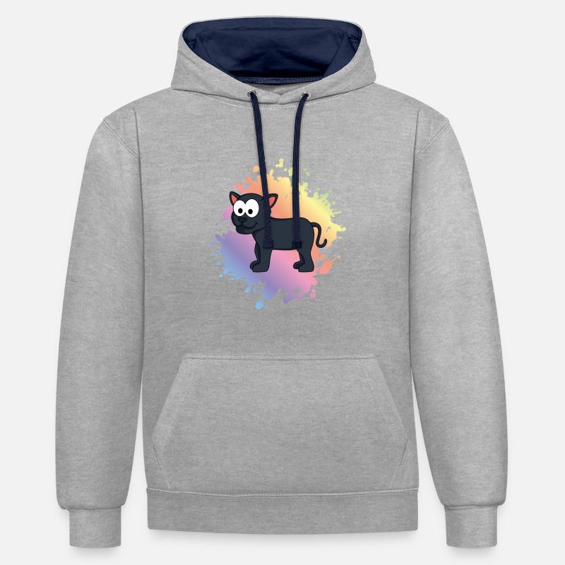 Panther Comic Animal - Sweat à capuche contrasté - gris chiné/bleu marine