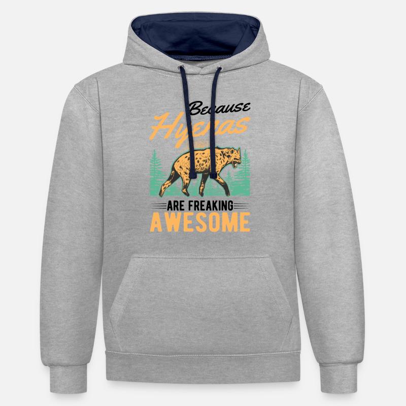Hyäne Geschenk Erdwolf Hyena - Kontrast-Hoodie - Grau meliert/Navy
