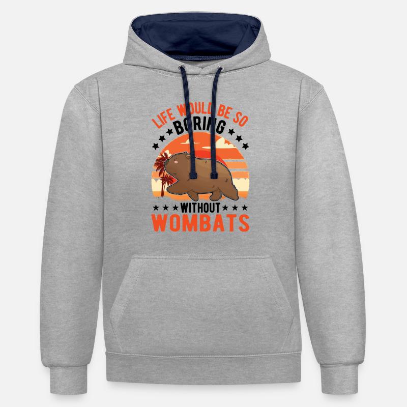 Wombat australien - Sweat à capuche contrasté - gris chiné/bleu marine