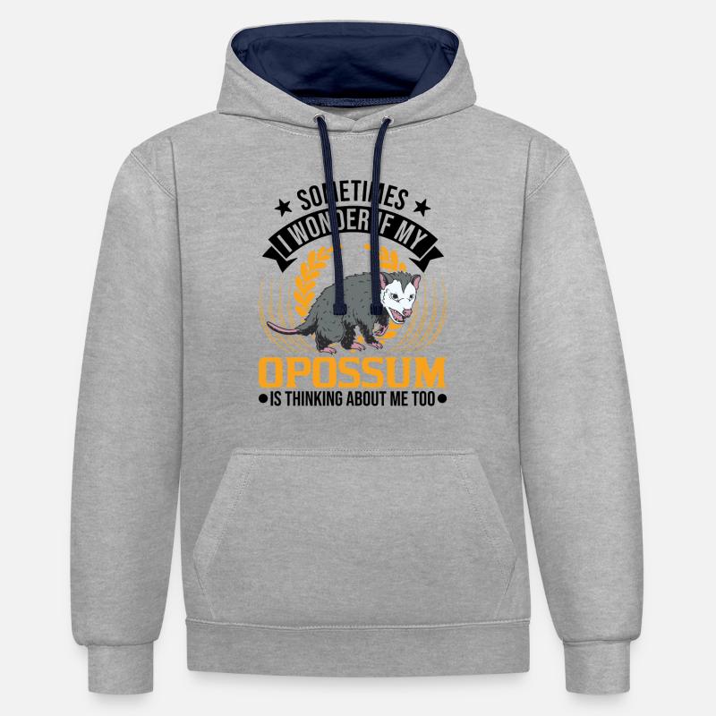 Opossum Geschenk Possum Beutelratte - Kontrast-Hoodie - Grau meliert/Navy