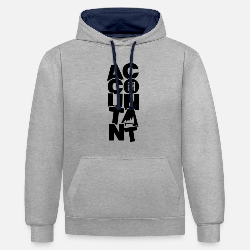 Profession comptable - Comptable - Sweat à capuche contrasté - gris chiné/bleu marine