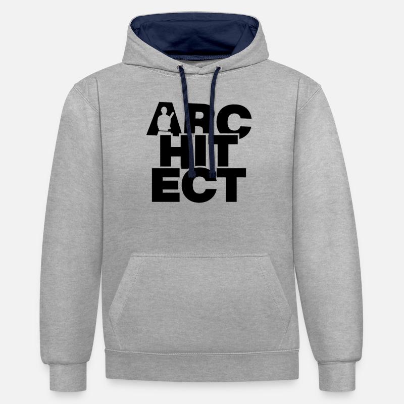 Profession d’architecte - Architecte - Sweat à capuche contrasté - gris chiné/bleu marine