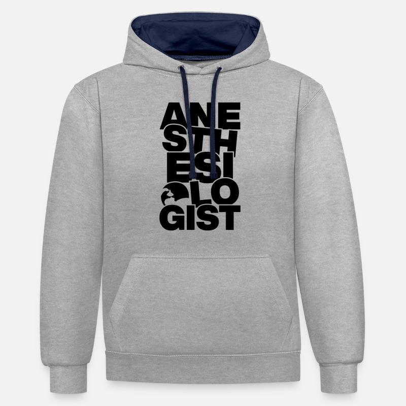Profession Travail - Anesthésiologiste - Sweat à capuche contrasté - gris chiné/bleu marine
