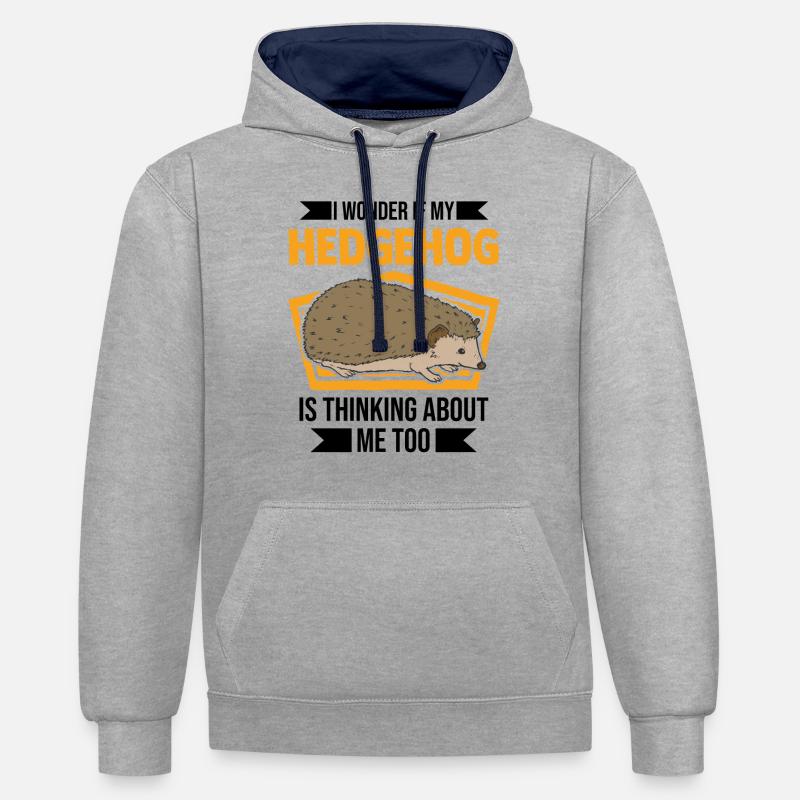 Hérisson Cadeau Stacheligel - Sweat à capuche contrasté - gris chiné/bleu marine