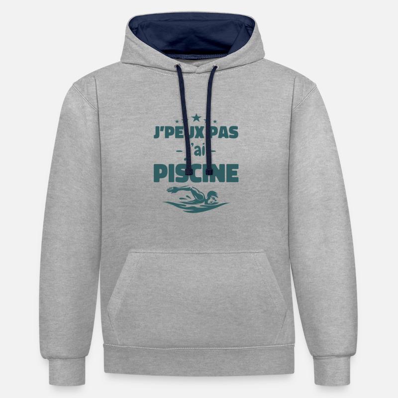 J'peux Pas J'ai Piscine - Sweat à capuche contrasté - gris chiné/bleu marine