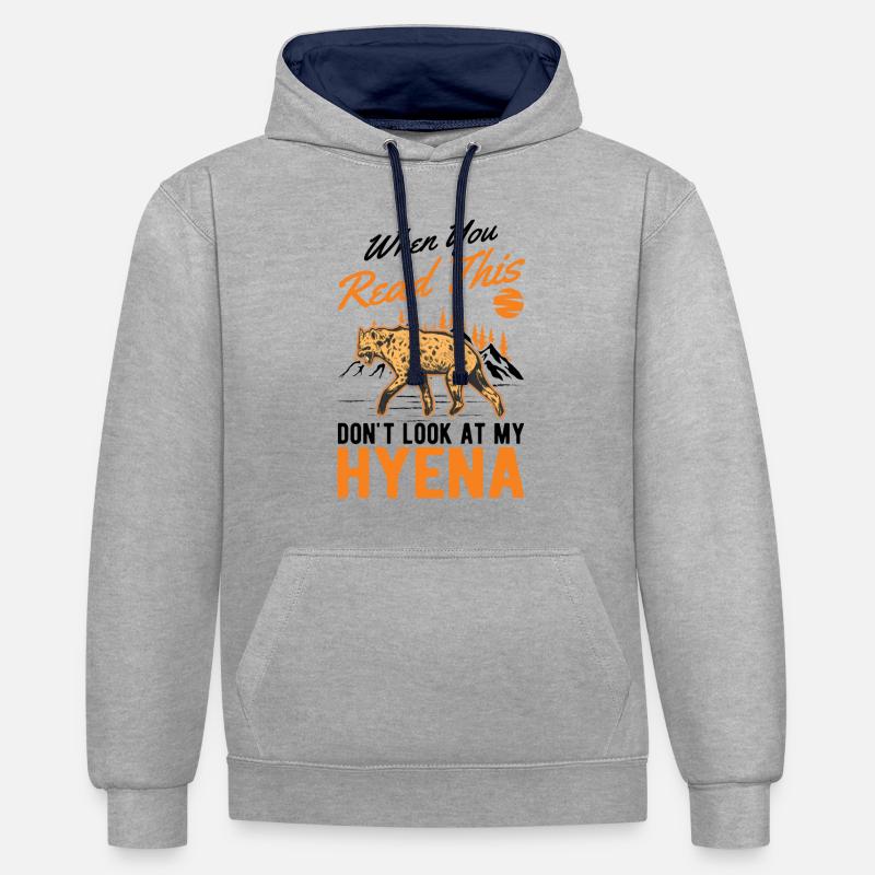Hyène Cadeau Aardwolf Hyène - Sweat à capuche contrasté - gris chiné/bleu marine