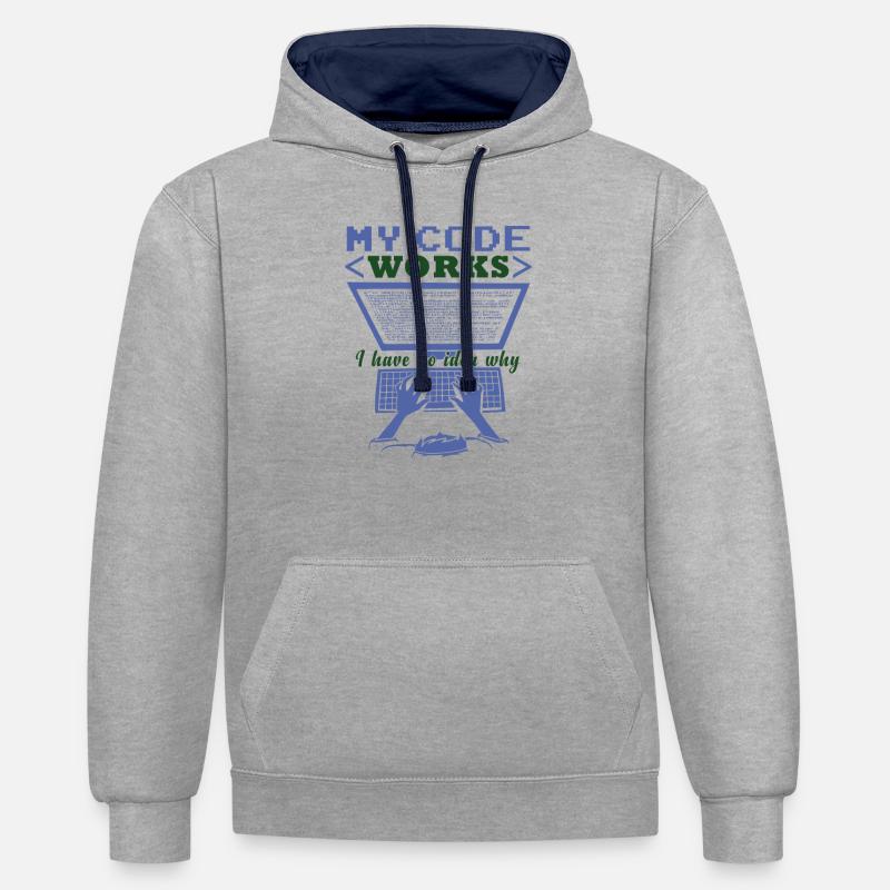 Funny Code Joke Coding - Contrast hoodie - heather grey/navy