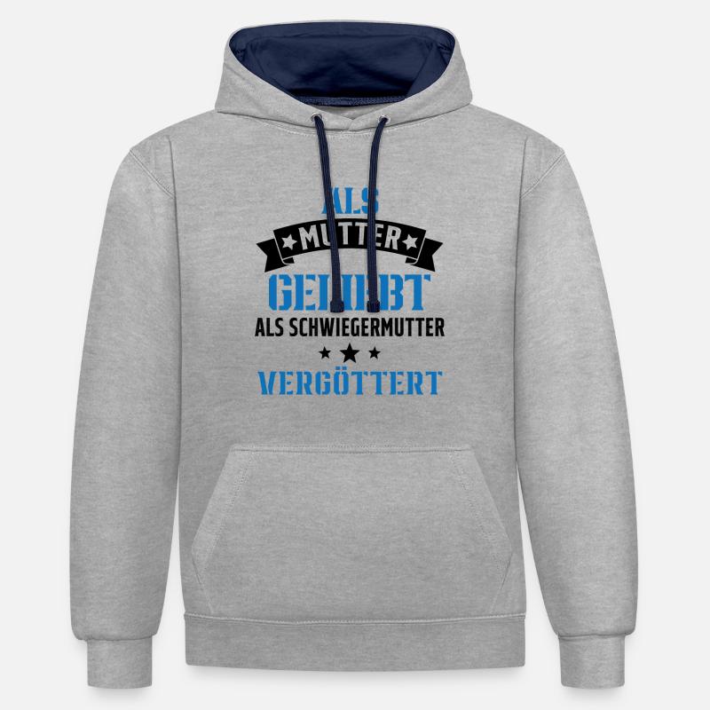 Schwiegermutter Mama Schwiegermama Mutter Mutterta - Kontrast-Hoodie - Grau meliert/Navy