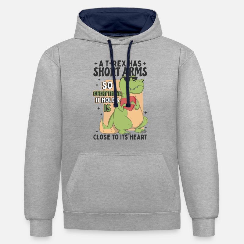 TRex mignon - Sweat à capuche contrasté - gris chiné/bleu marine