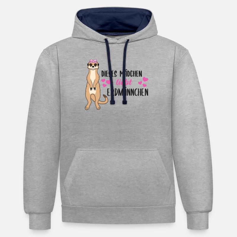 Erdmännchen Spruch Geschenk Damen Mädchen - Kontrast-Hoodie - Grau meliert/Navy