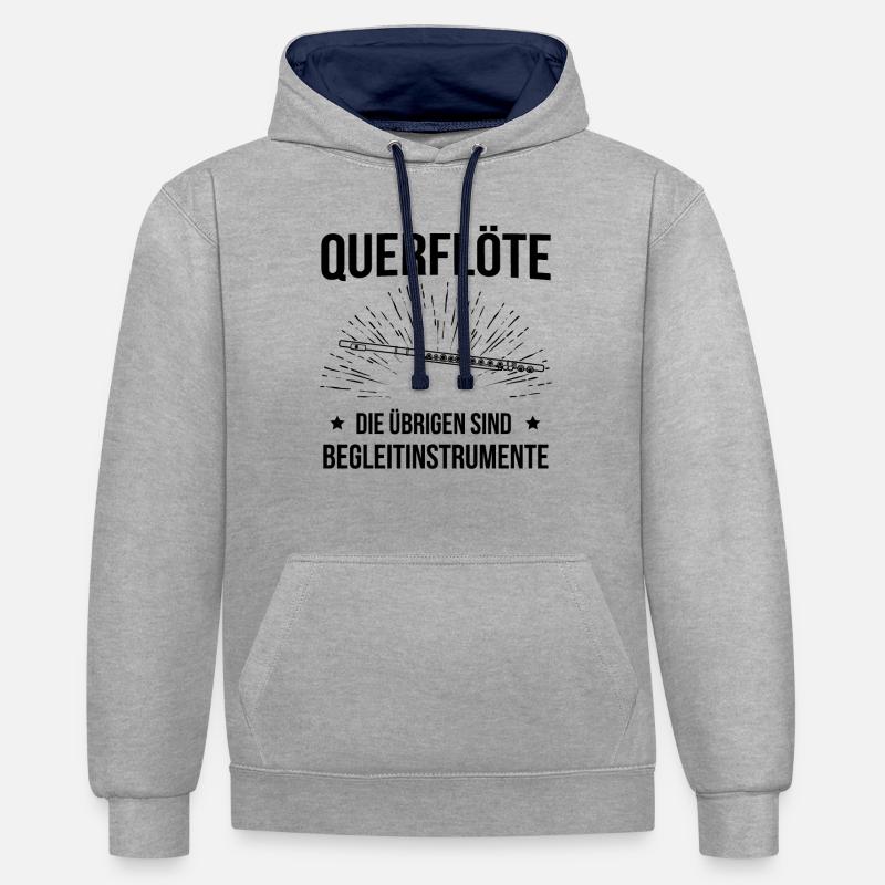 Querflöte Querflötenspieler Querflötist - Kontrast-Hoodie - Grau meliert/Navy
